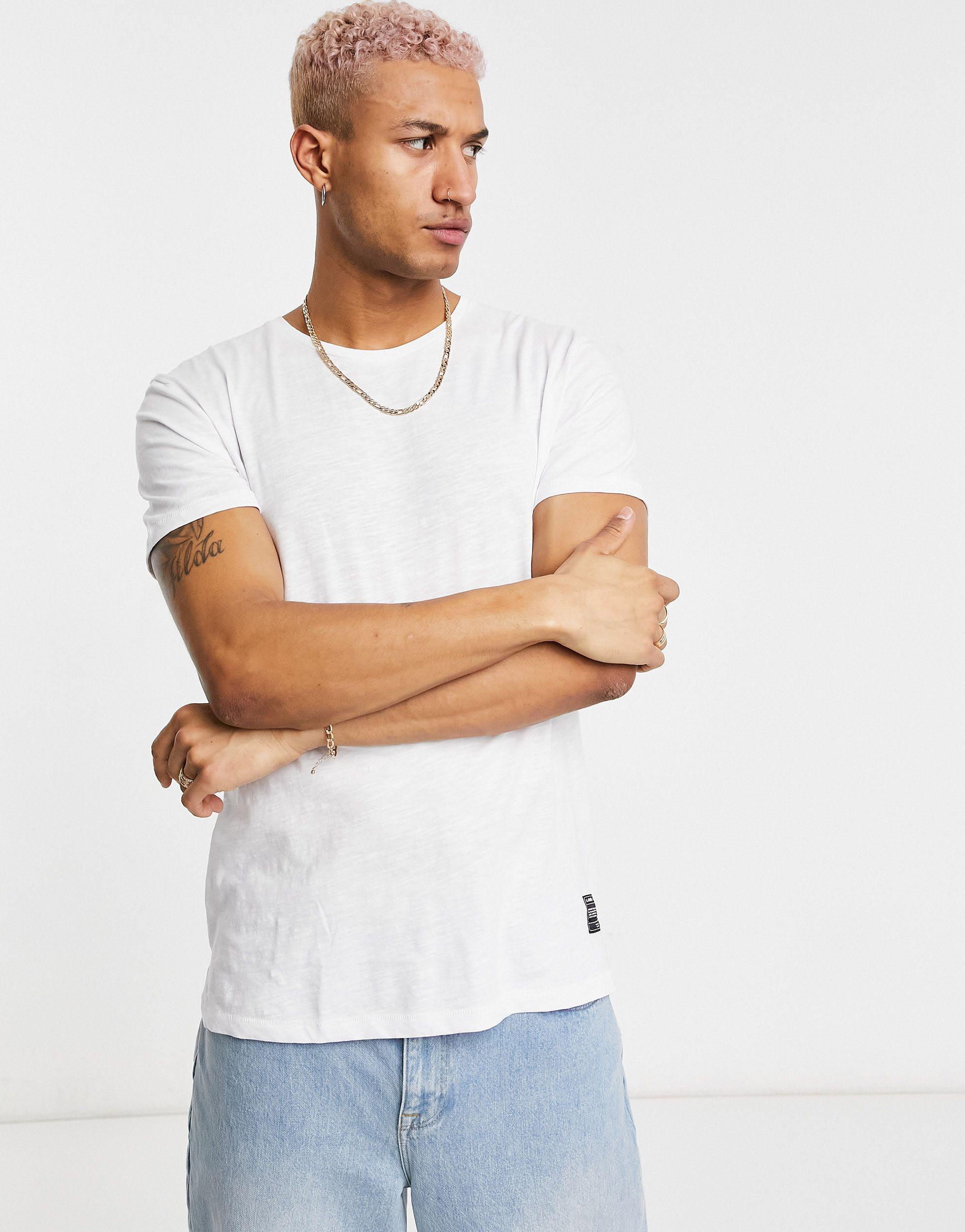 Bershka Cotton Loose Fit Asymmetric T-shirt in White for Men | Lyst