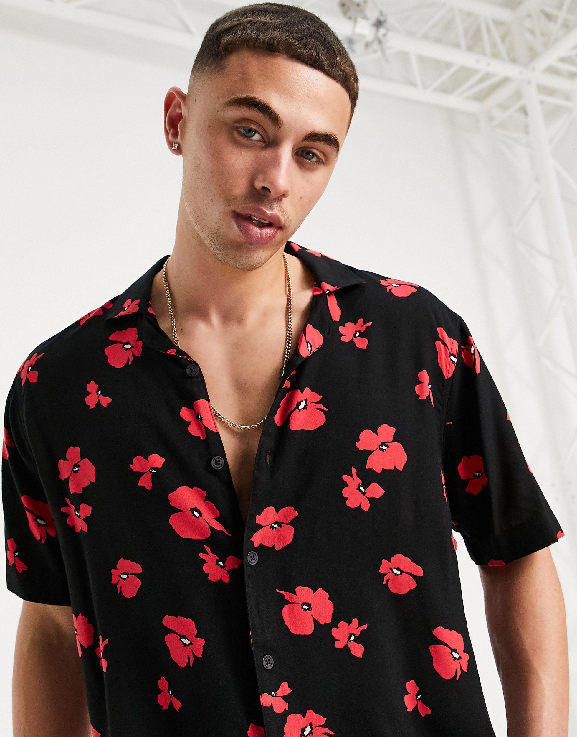Hollister Short Sleeve Tech Floral Print Shirt in Black for Men Lyst UK