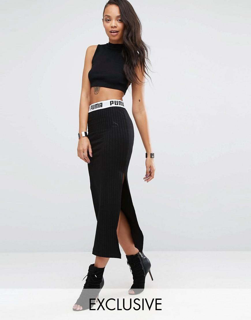 Maxi Skirt With Side Splits in Black 