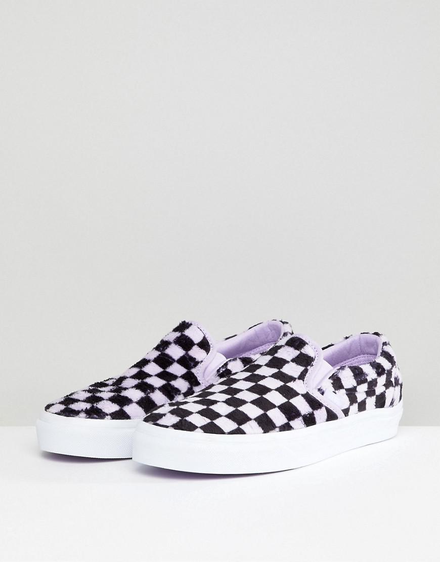 Vans Canvas Fluffy Lilac Checkerboard Slip On Trainers in Purple - Lyst