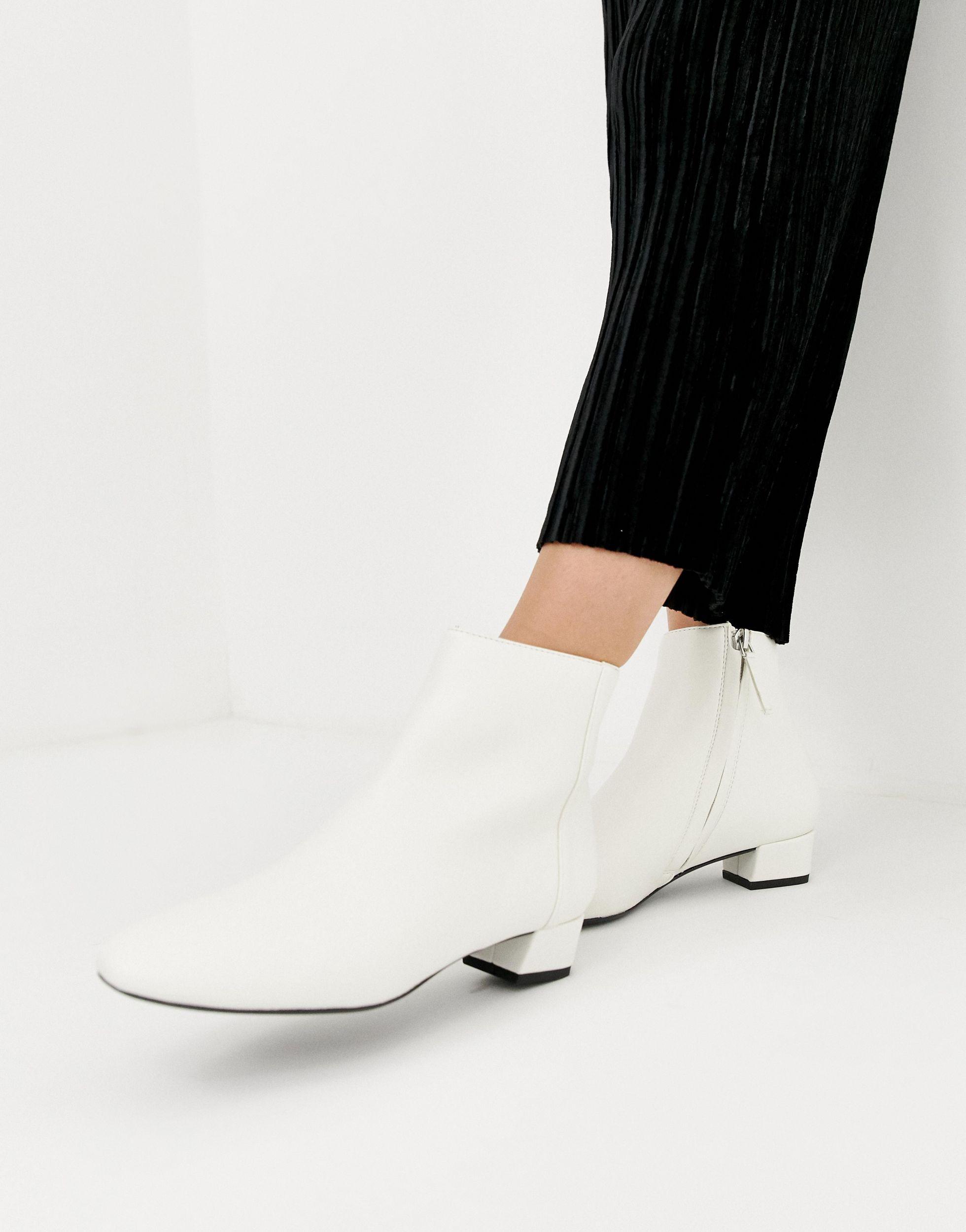 Mango Almond Toe Ankle Boots In White | Lyst