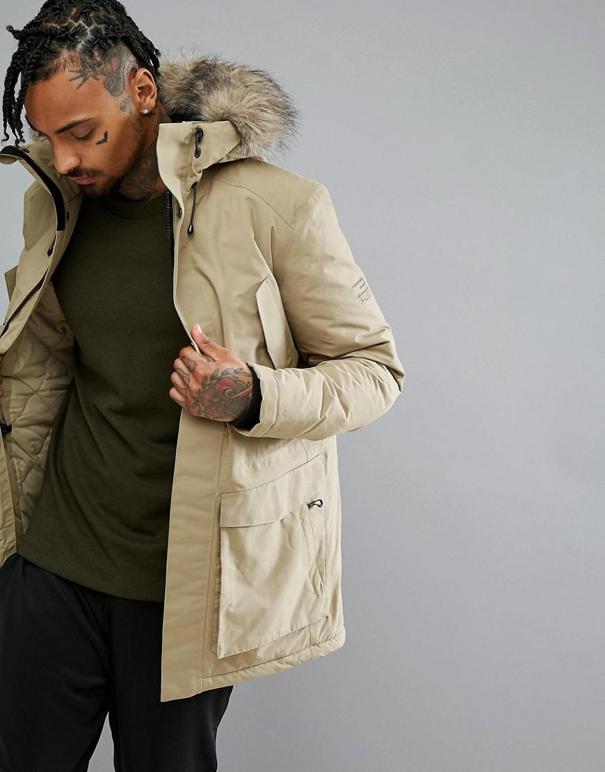 Jack & Jones Synthetic Tech Arctic Parka With Faux Fur Hood in Beige  (Natural) for Men - Lyst