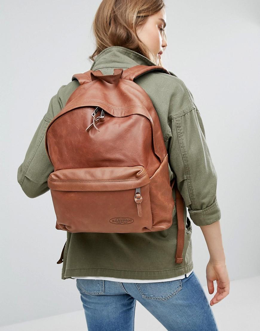 eastpak leather backpack