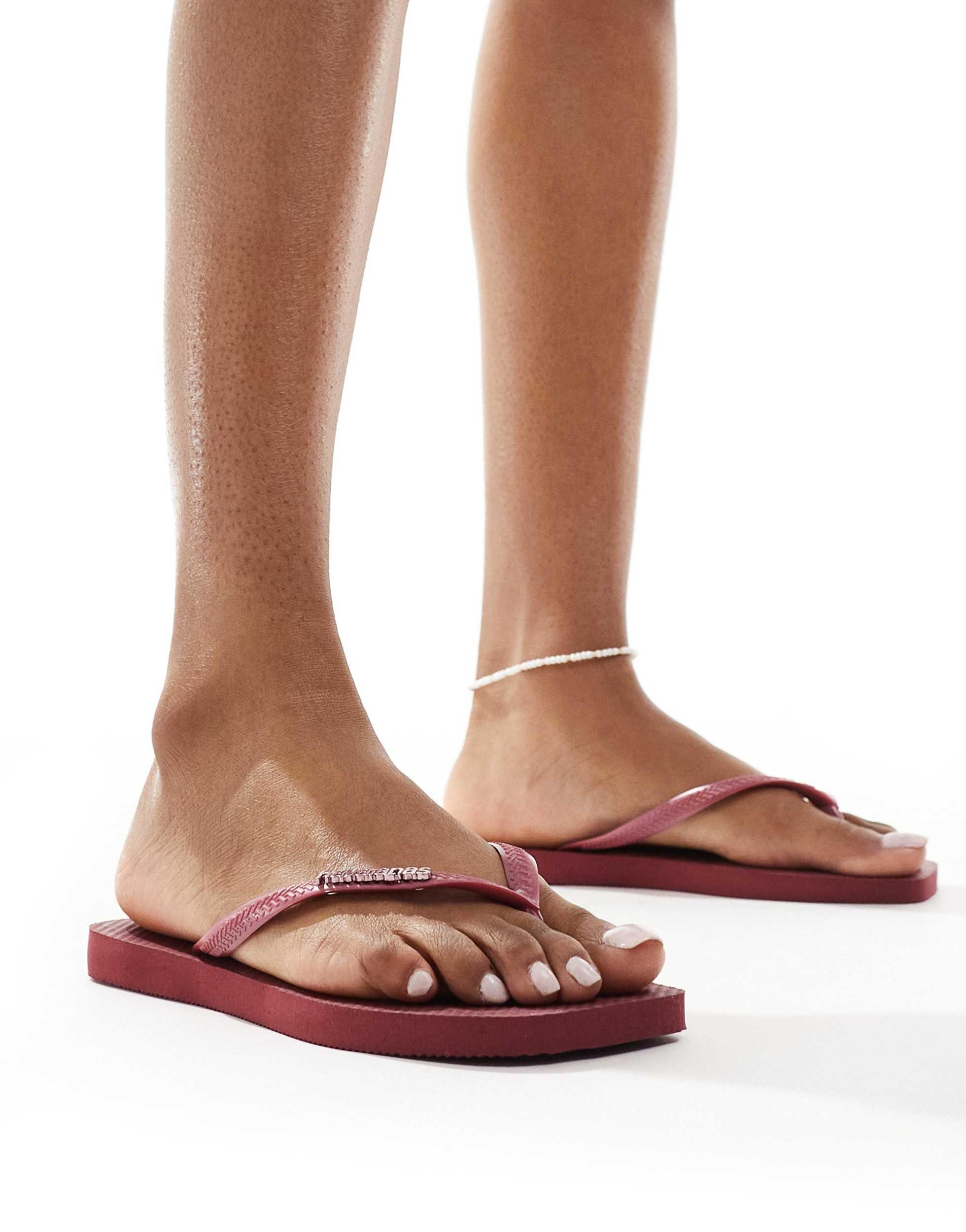 Havaianas Square Toe Flip Flops in Brown Lyst