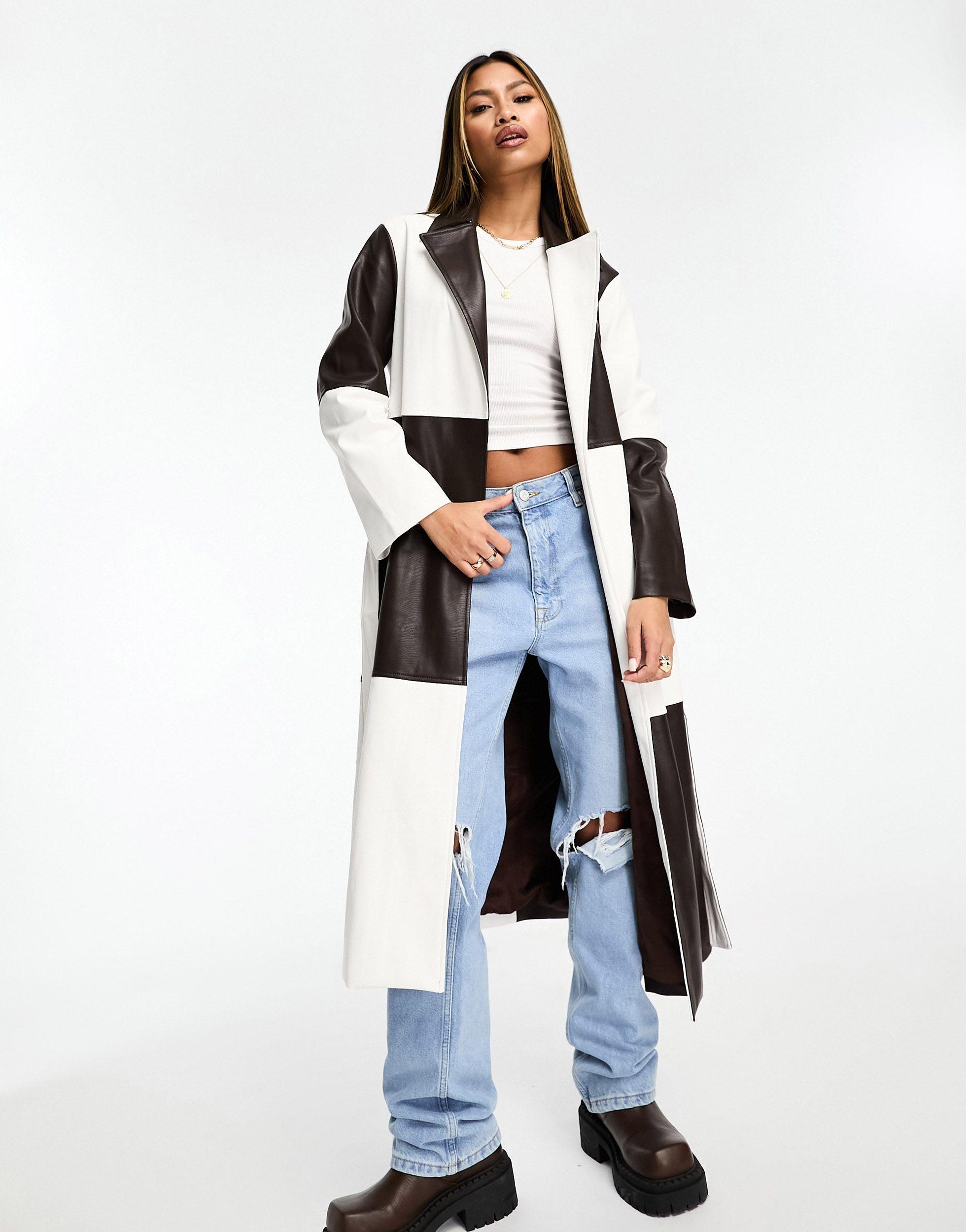Patchwork trench shop coat