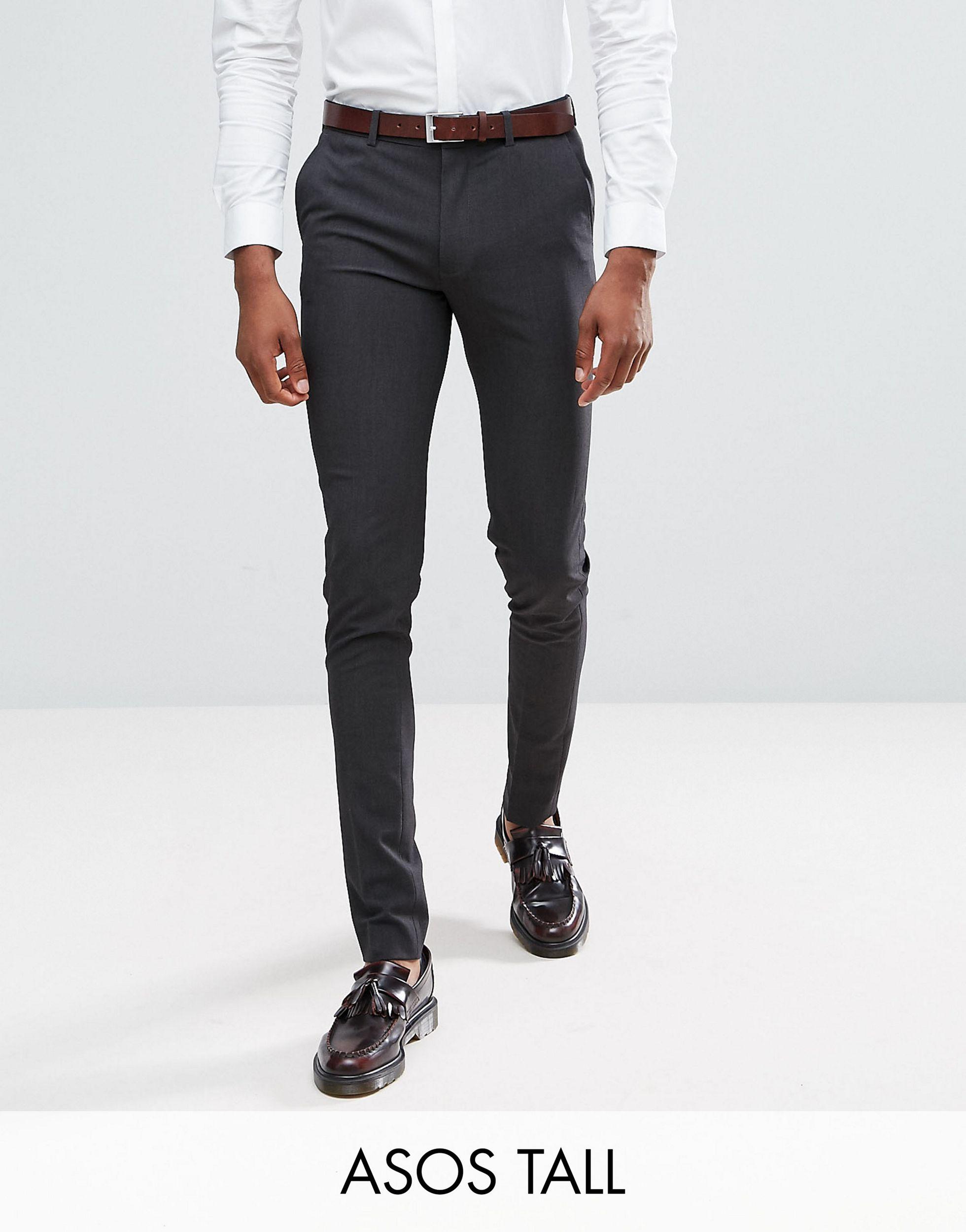 ASOS Synthetic Tall Super Skinny Smart Trousers In Charcoal in Gray for ...