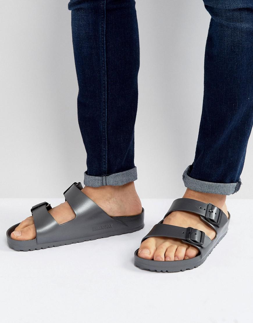 Birkenstock Arizona Metallic Sandals In Anthracite in Gray for Men | Lyst