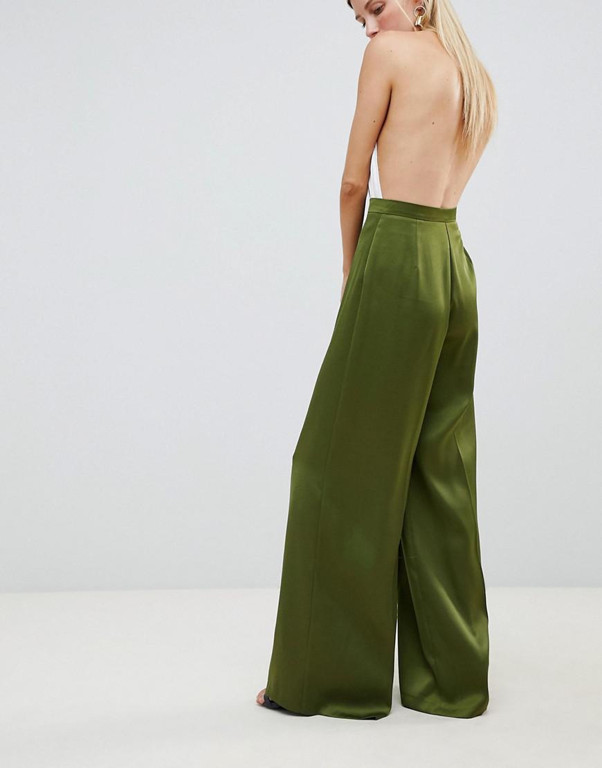 ASOS Tailored Satin Wide Leg Pants in 
