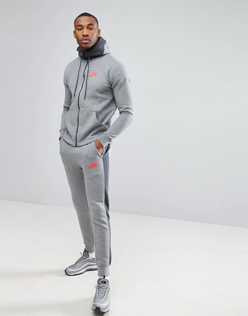 nike air grey and red tracksuit