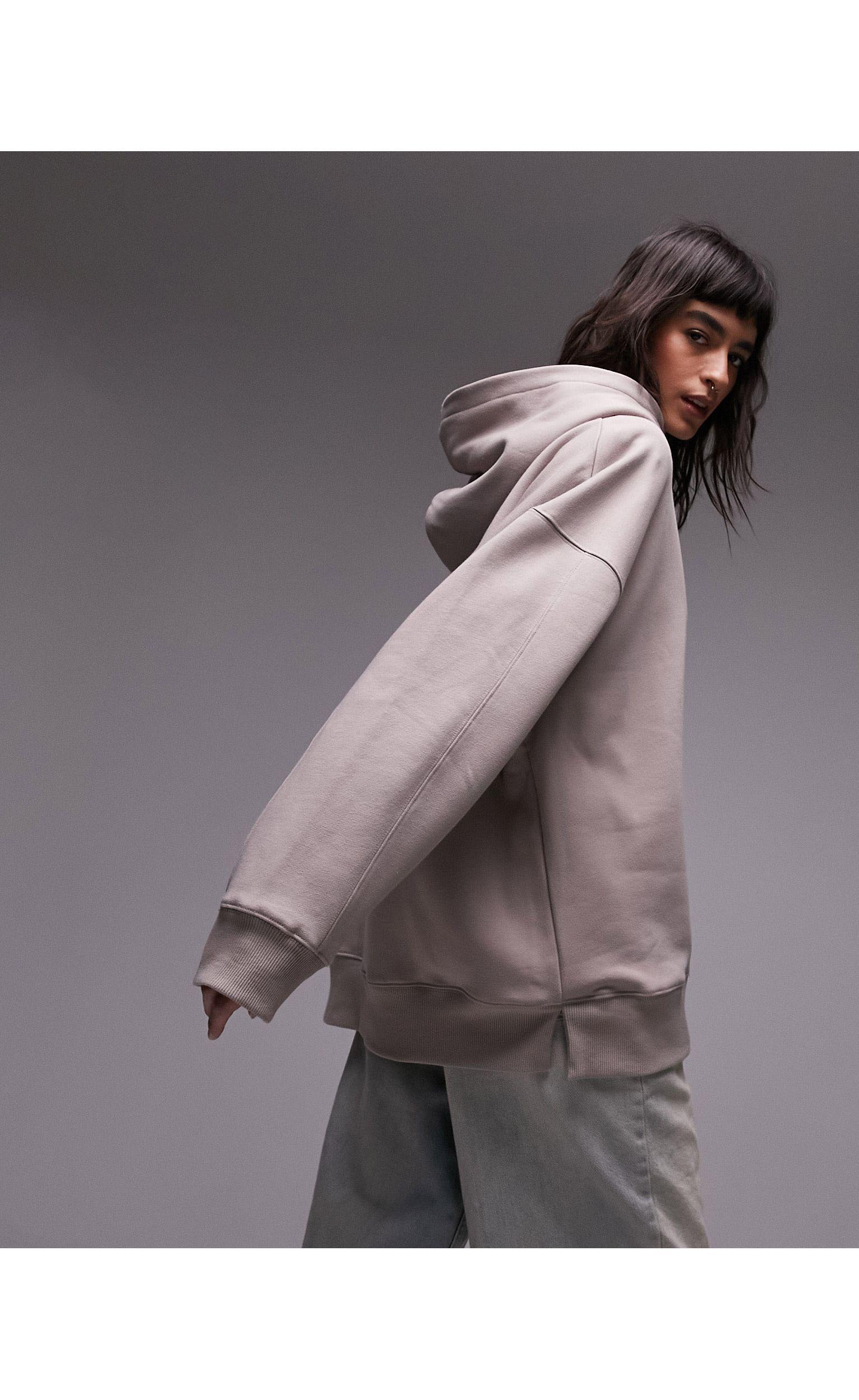 TOPSHOP Premium Oversized Hoodie in Grey Lyst UK
