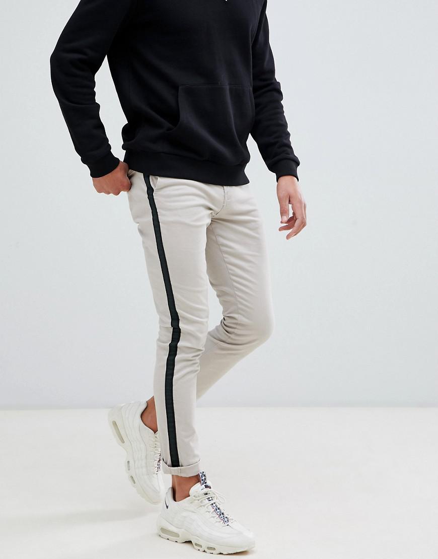 New Look Cotton Skinny Chino With Side Stripe In Ecru in White for Men -  Lyst
