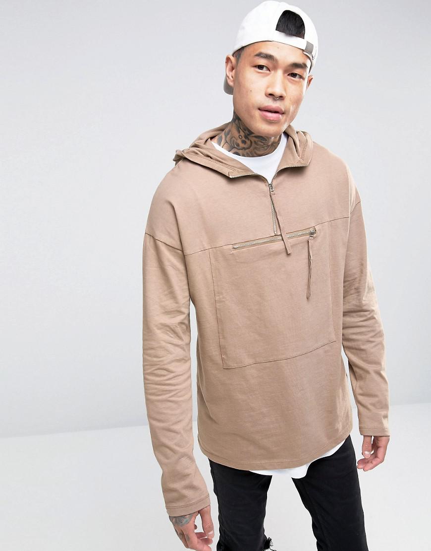 Download ASOS Cotton Oversized Long Sleeve T-shirt With Hood And ...