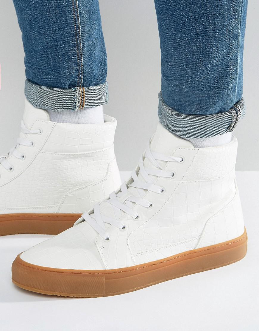 ASOS High Top Trainers In White With Gum Sole for Men | Lyst