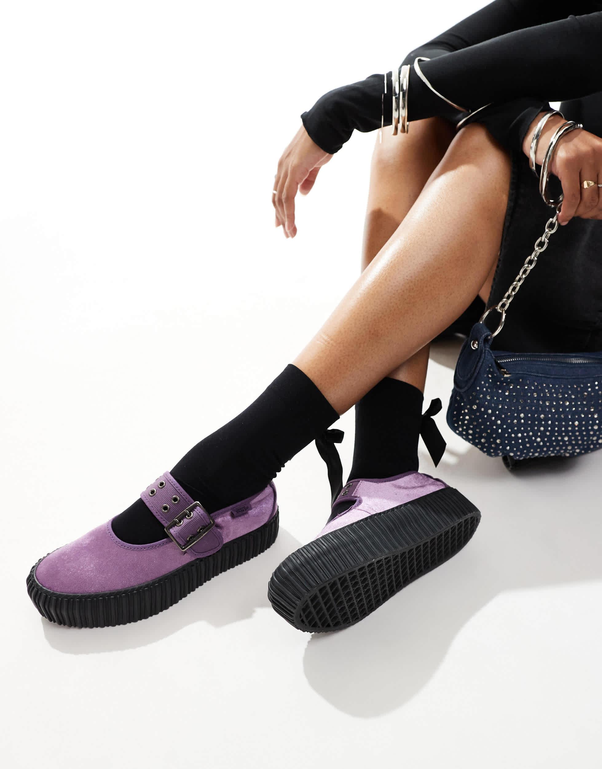 Vans Mary Jane Creeper Shoe With Strap Detail in Black Lyst