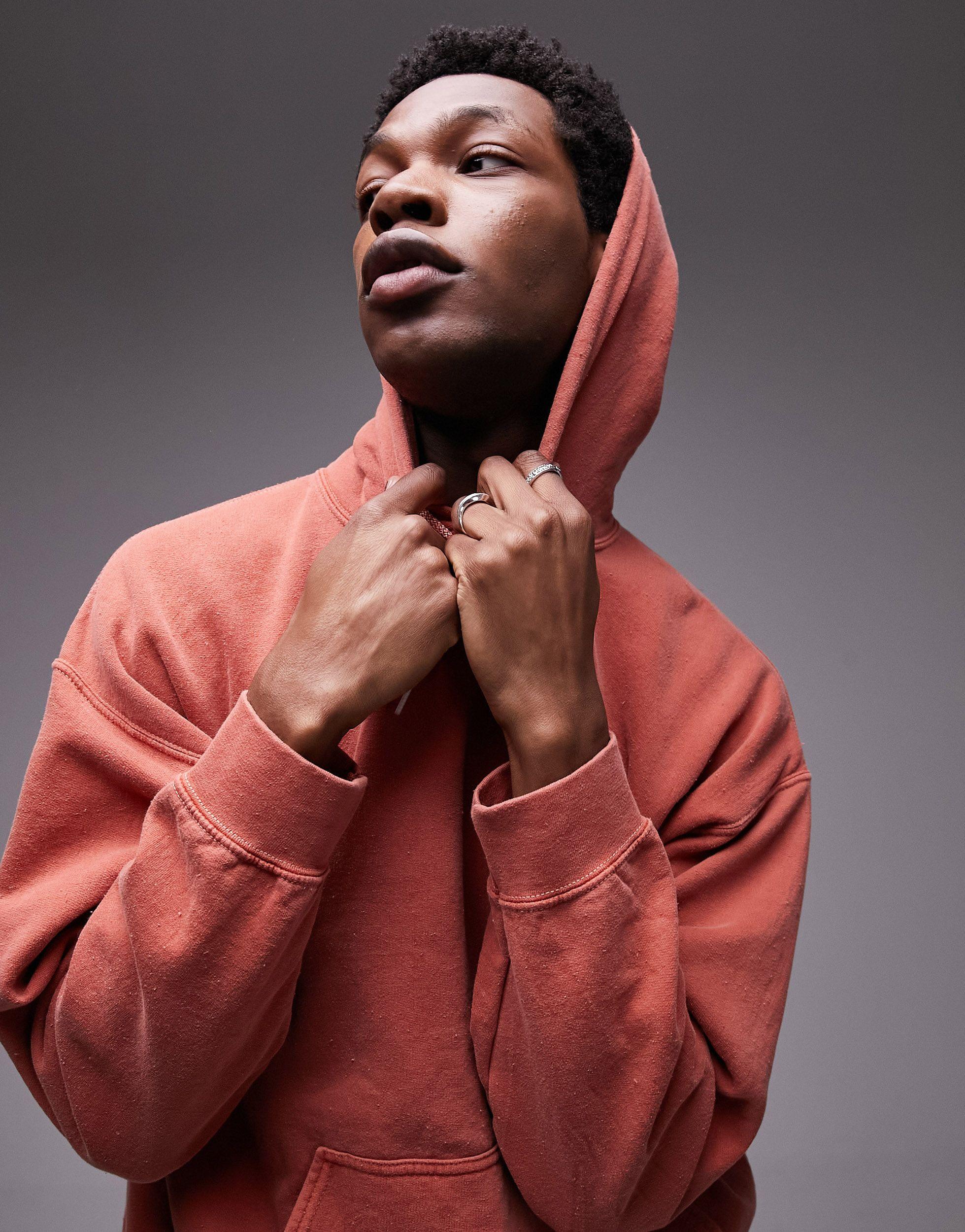 TOPMAN Vintage Wash Hoodie in Red for Men Lyst