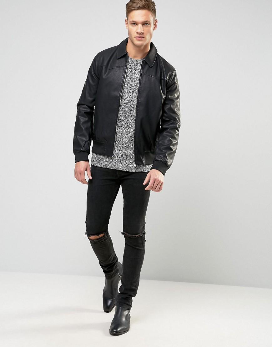 Download New Look Faux Leather Harrington Jacket In Black for Men ...