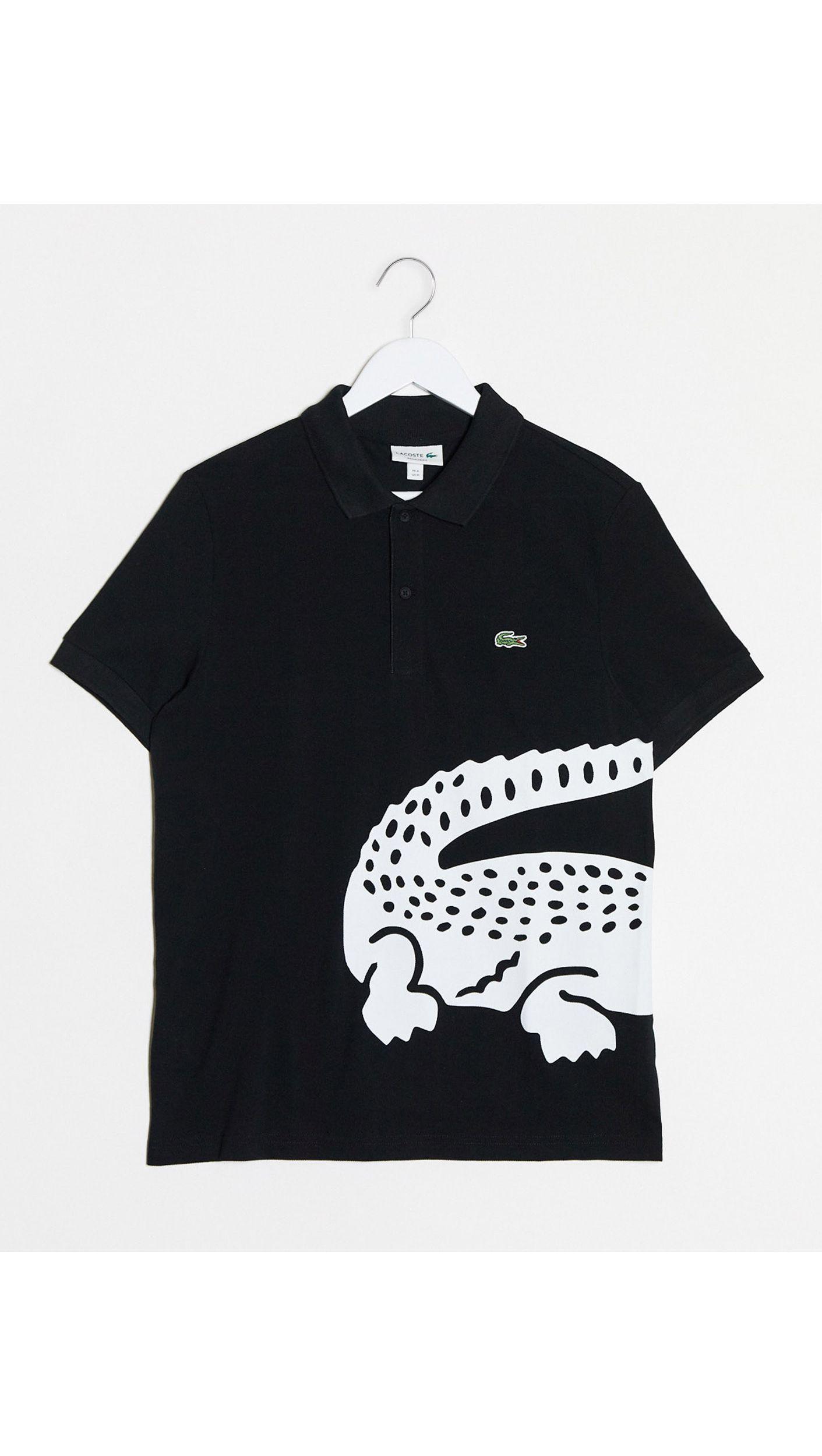 Lacoste Pique Polo With Large Croc Logo Black for | Lyst