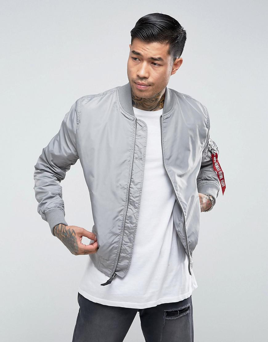 Alpha Industries Synthetic Ma-1 Tt Bomber Jacket Slim Fit In Silver in ...