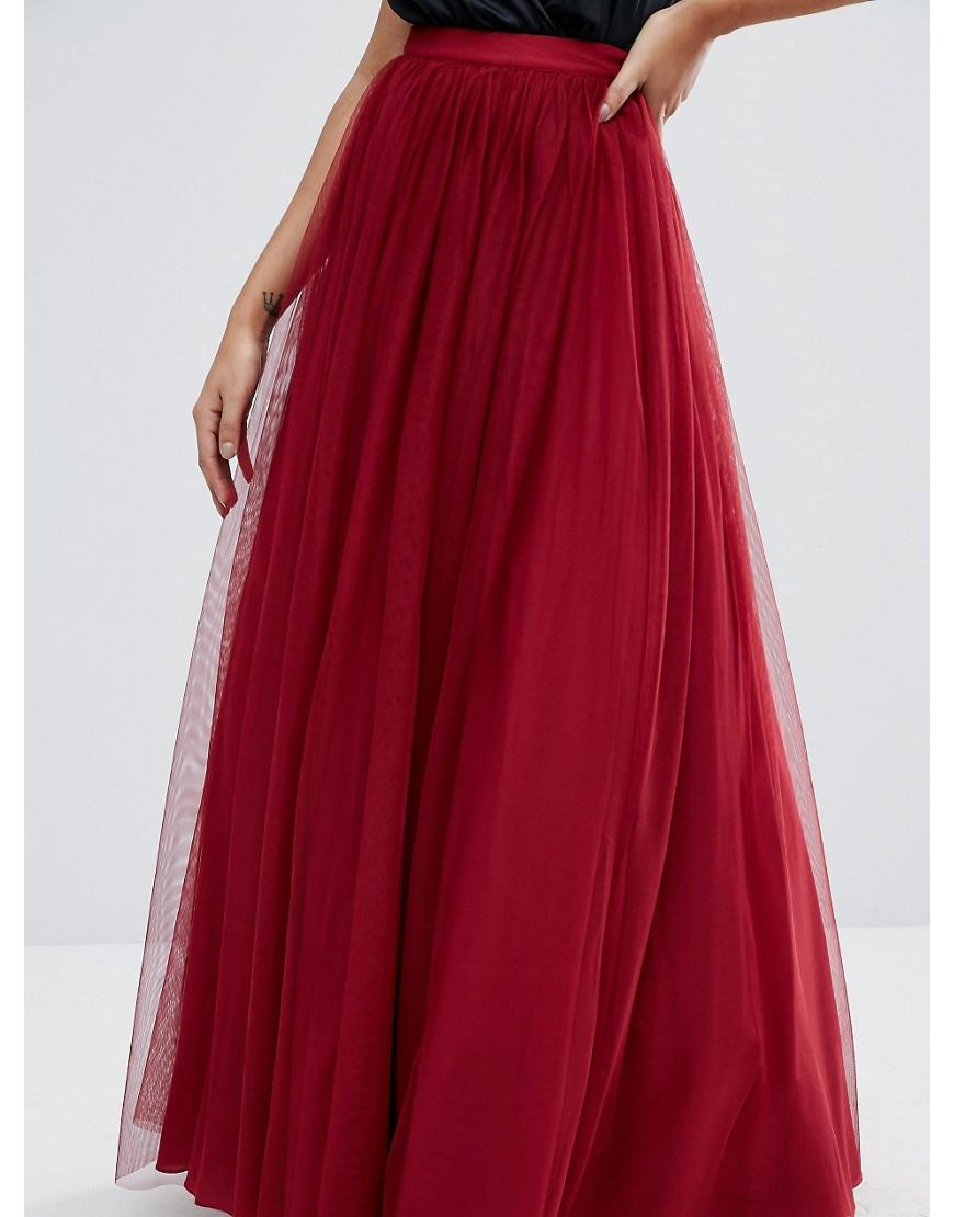 ASOS Tulle Maxi Prom Skirt in Red | Lyst UK