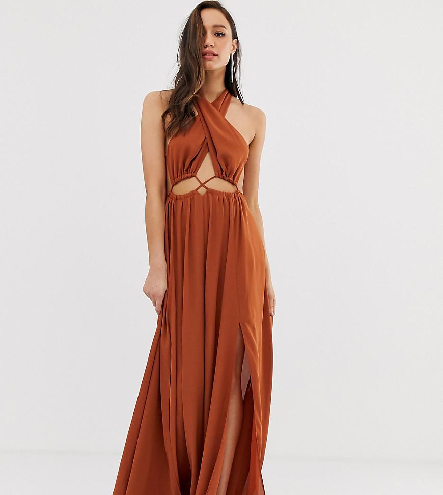 Vestido largo con cuello cruzado y detalle de abertura en la cintura ASOS de color Naranja | Lyst Vestido largo con cuello cruzado y detalle de abertura en la cintura ASOS de color Naranja | Lyst