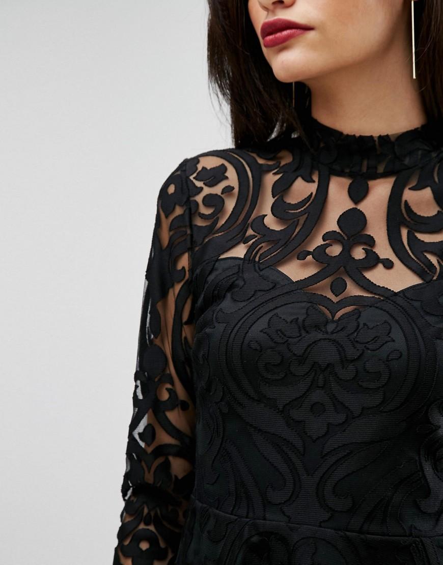lipsy metallic burnout skater dress