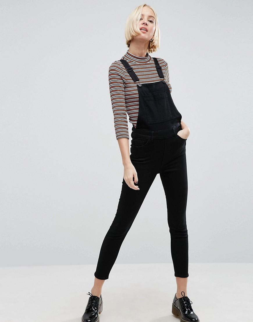 black slim fit overalls