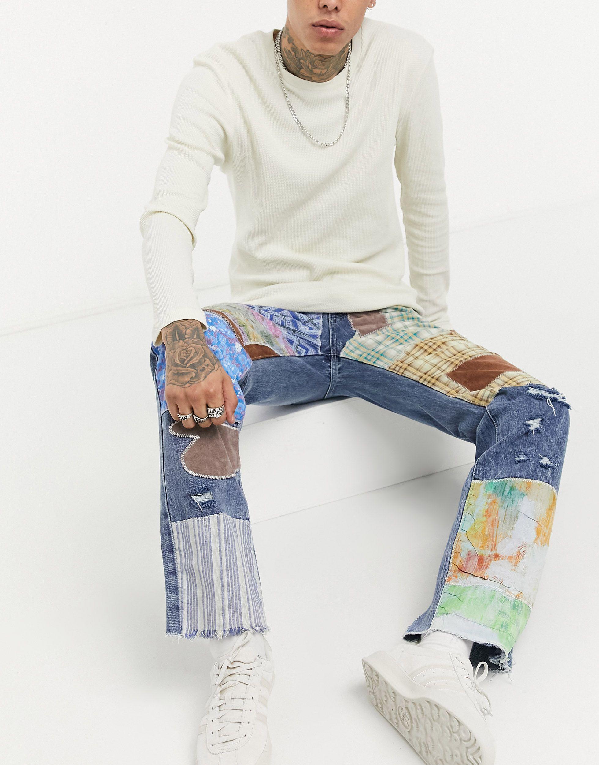 Jaded London Reworked Patchwork Jeans in Blue for Men | Lyst