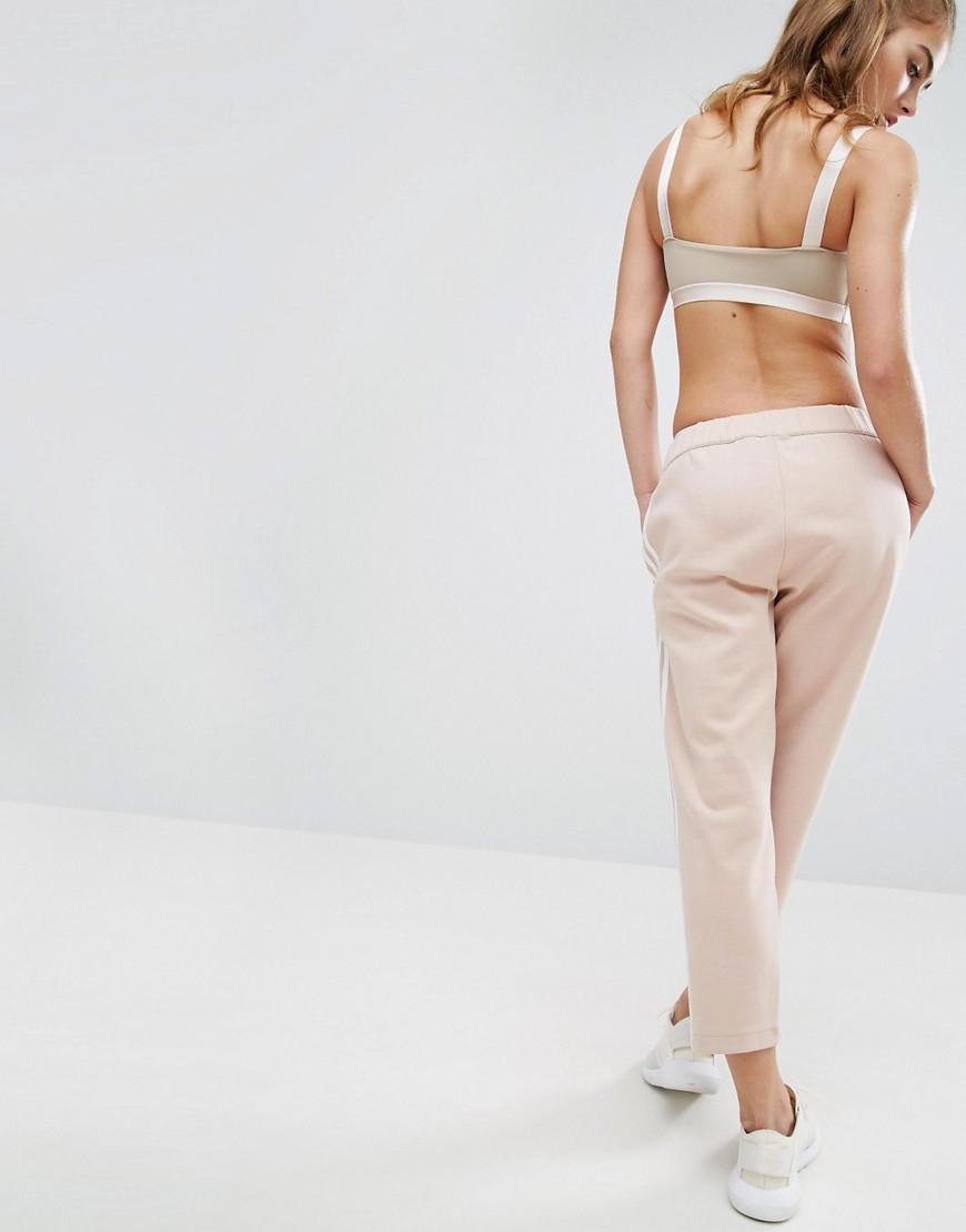 adidas Originals Cotton Originals Three Stripe Sweat Pants With Slit Knees  in Pink | Lyst