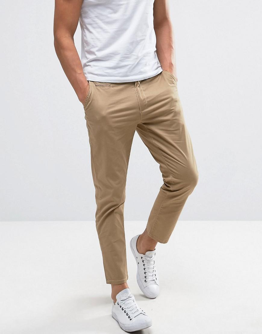 Casual Friday Cotton Cropped Chinos In Slim Fit in Beige (Natural) for Men  - Lyst