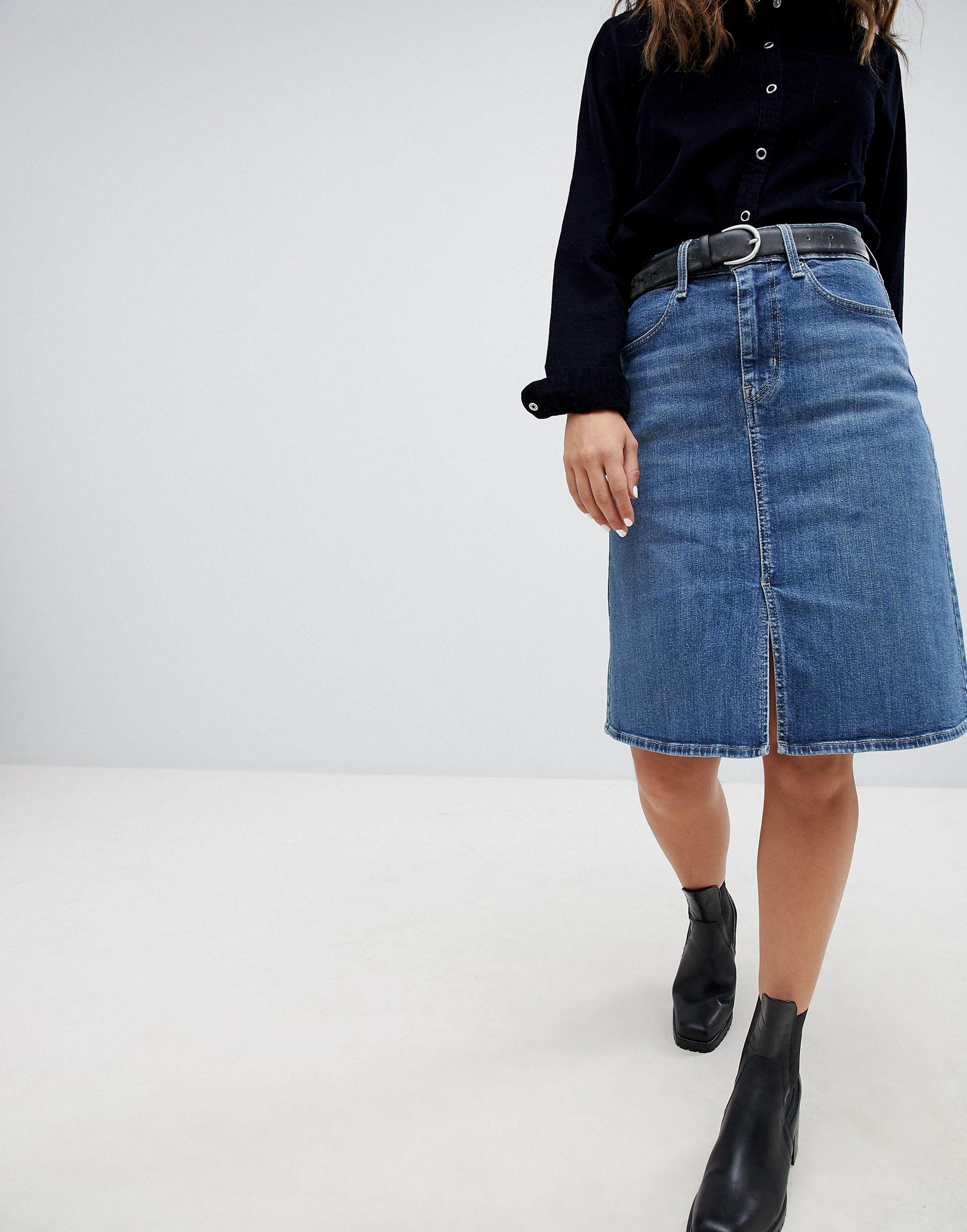 Levi's Denim Midirok Met het Blauw Lyst NL