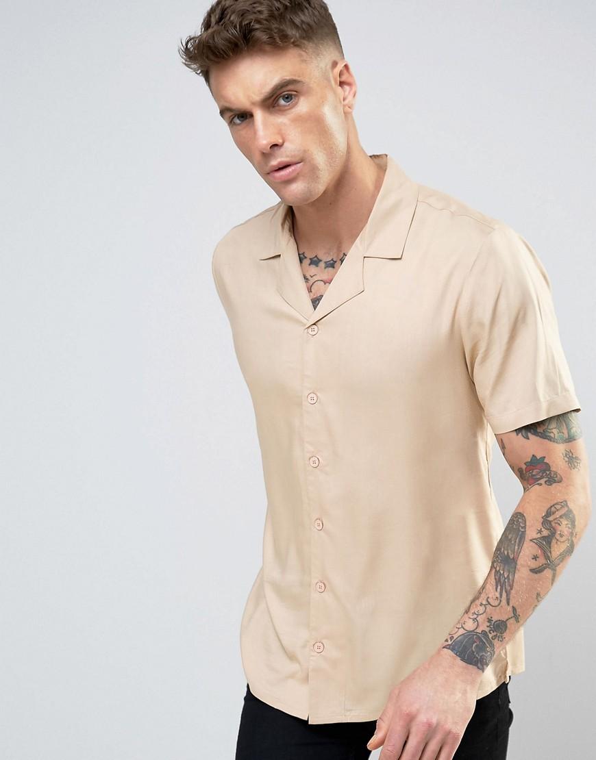 Another Influence Revere Collar Shirt in Natural for Men | Lyst