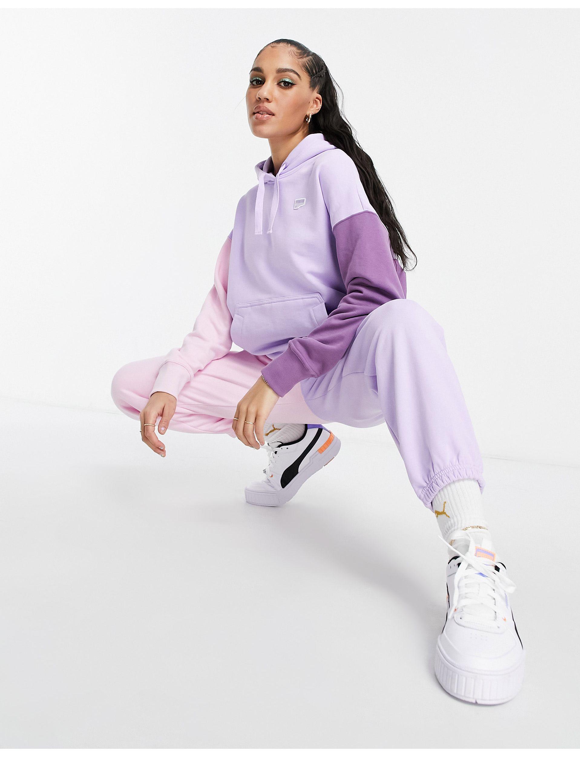 PUMA Downtown Colourblock Hoodie in Purple | Lyst Canada