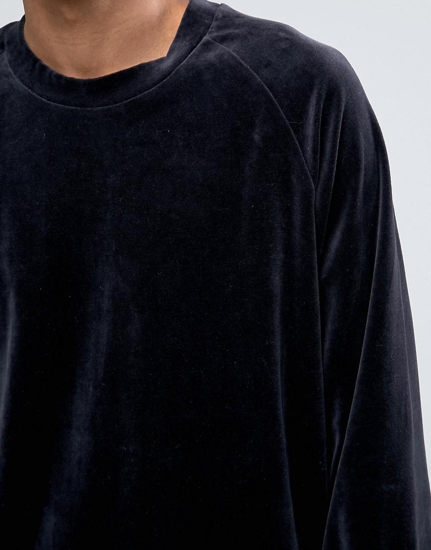 Weekday Cotton Velour Sweater in Navy (Blue) for Men - Lyst