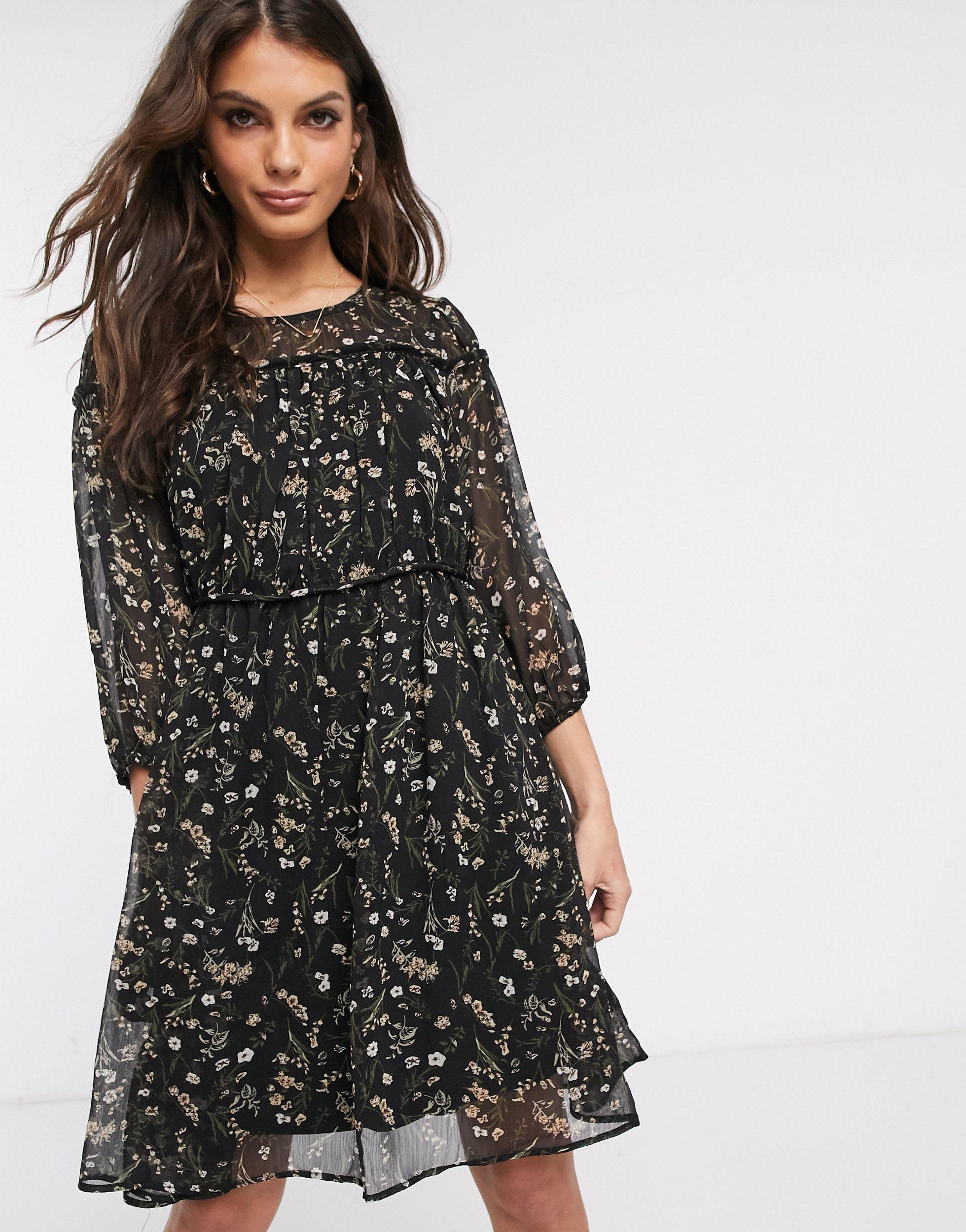 oasis black prairie lace dress