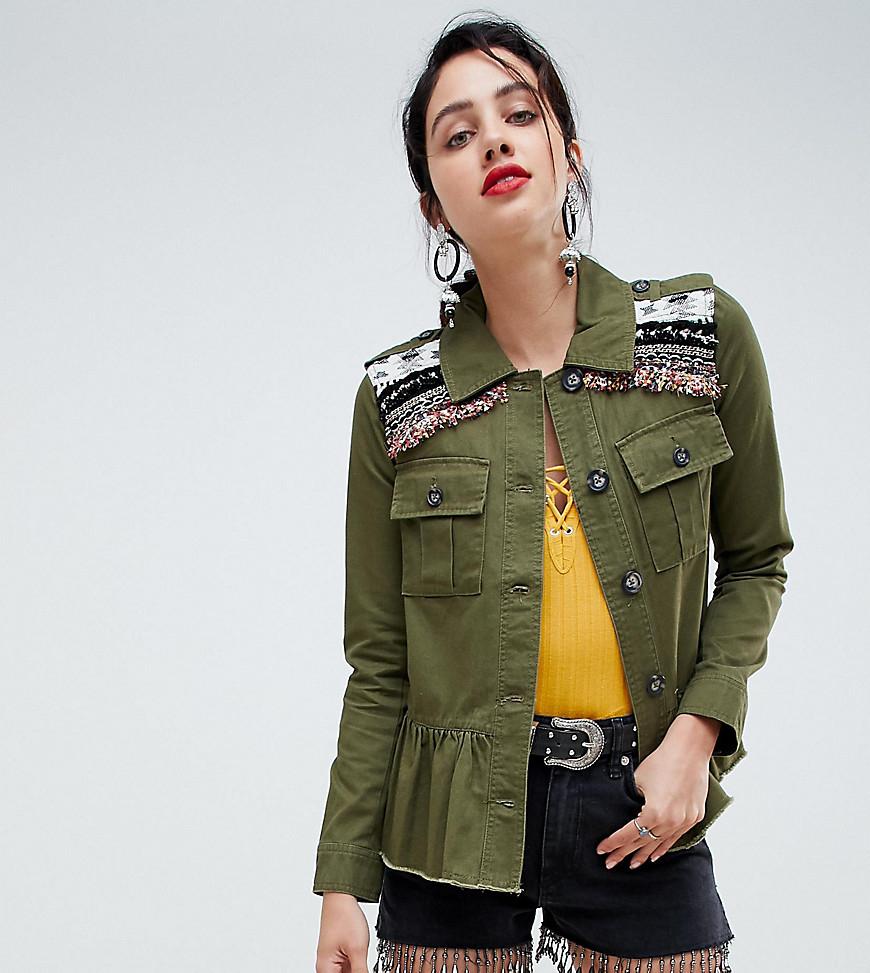 embellished khaki jacket