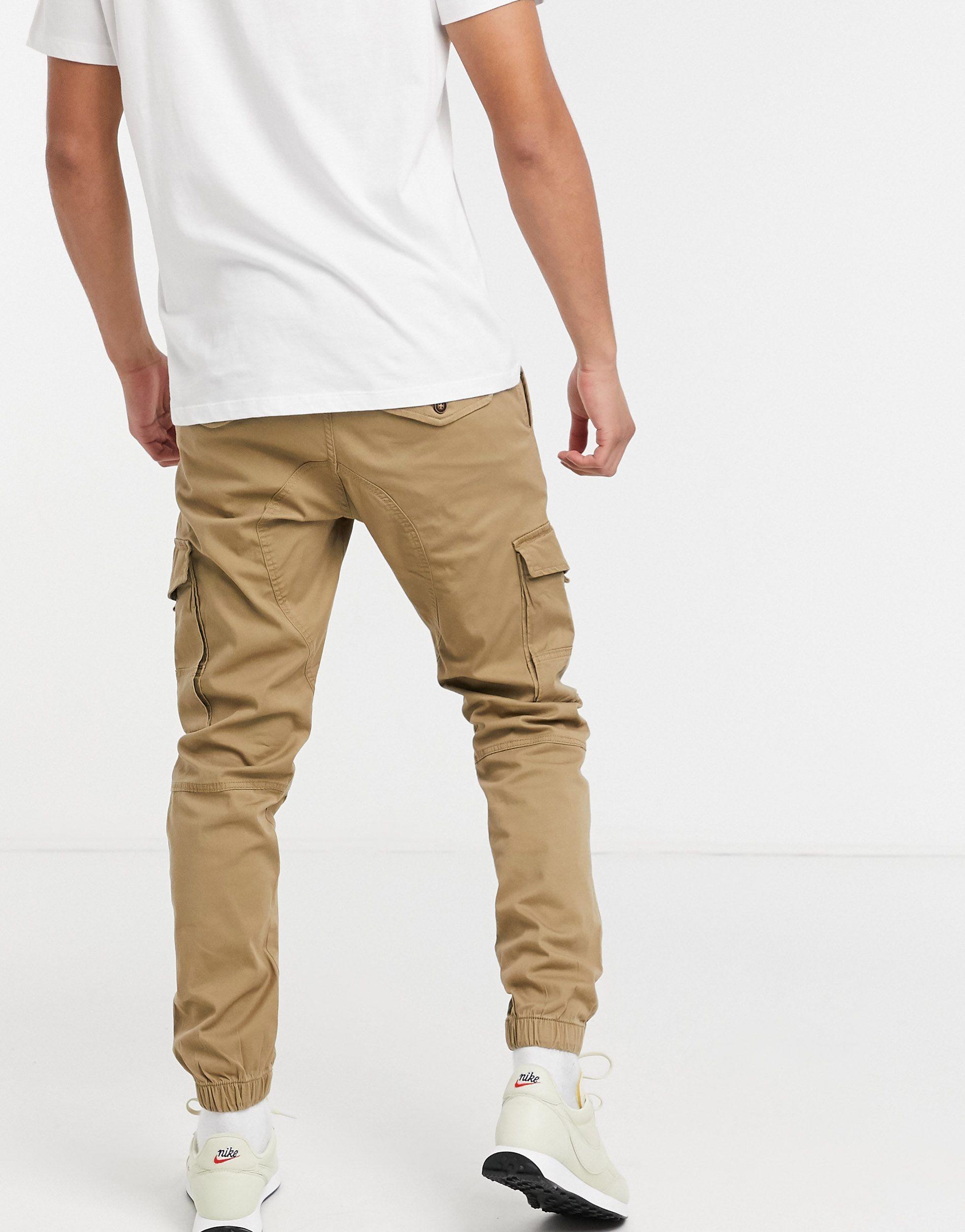Jack & Jones Intelligence Slim Fit Cargo Trousers With Cuff for Men | Lyst