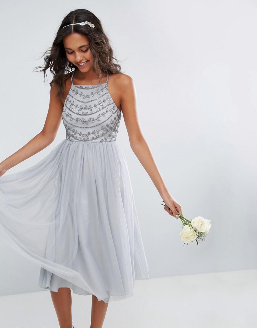 asos design beaded backless midi dress