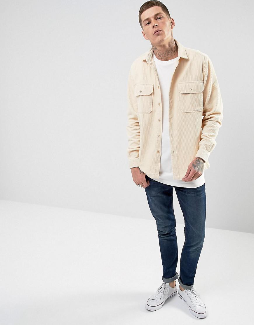 ASOS Overshirt In Heavy Cord In Off White for Men | Lyst