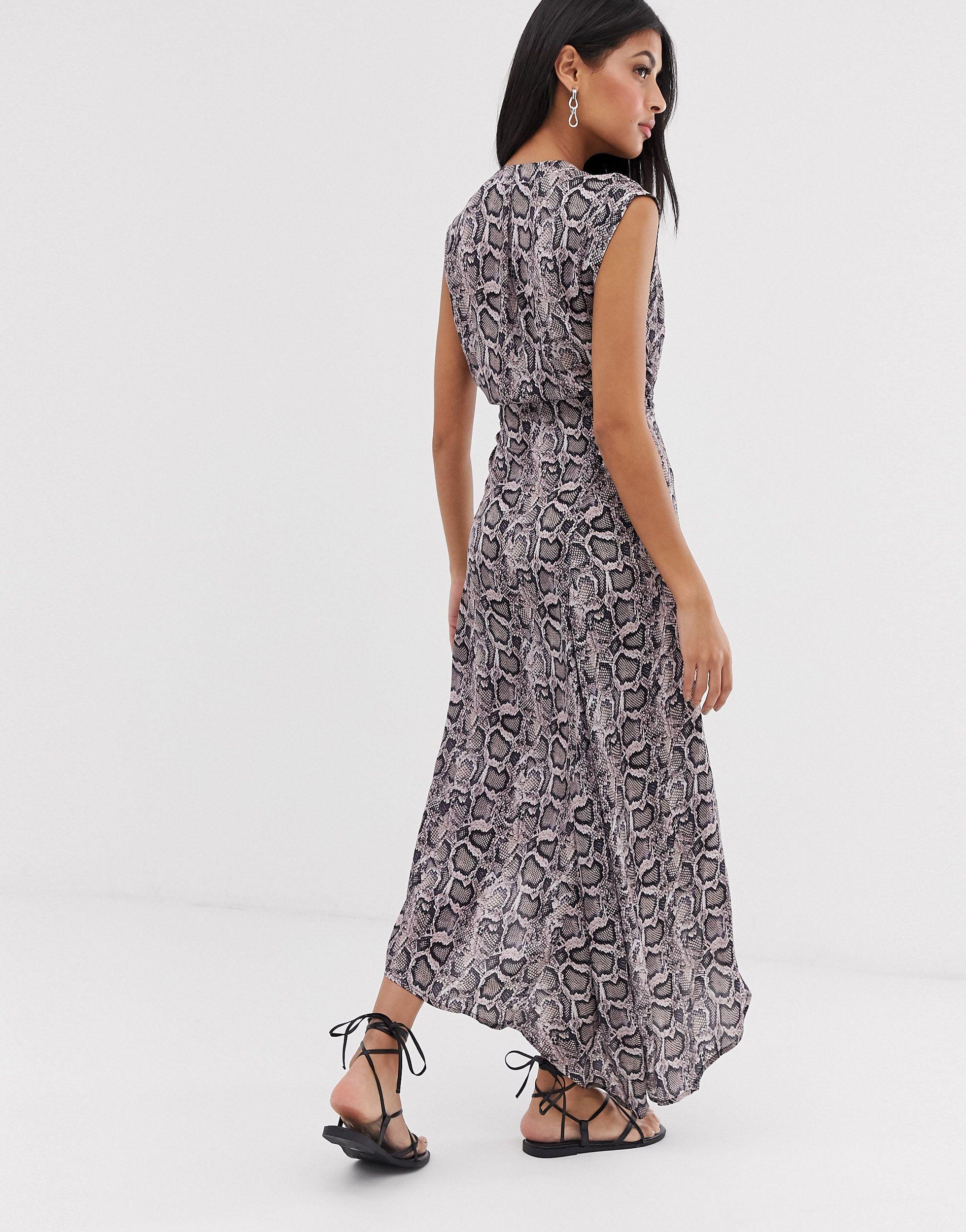 AllSaints Tate Misra Snake Print Maxi Dress in Pink Lyst