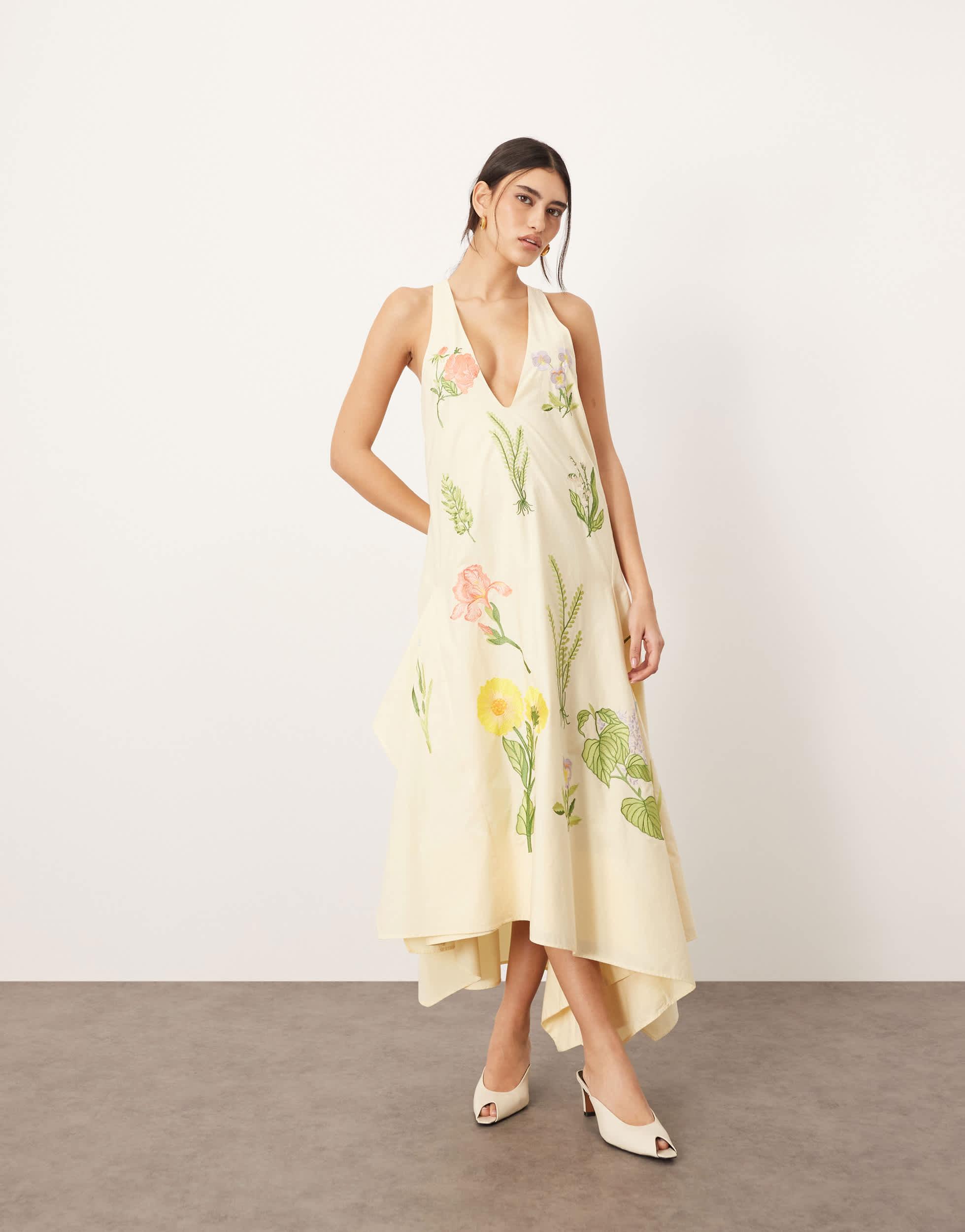 green emerald velvet dress Hangout Cotton Midi Dress