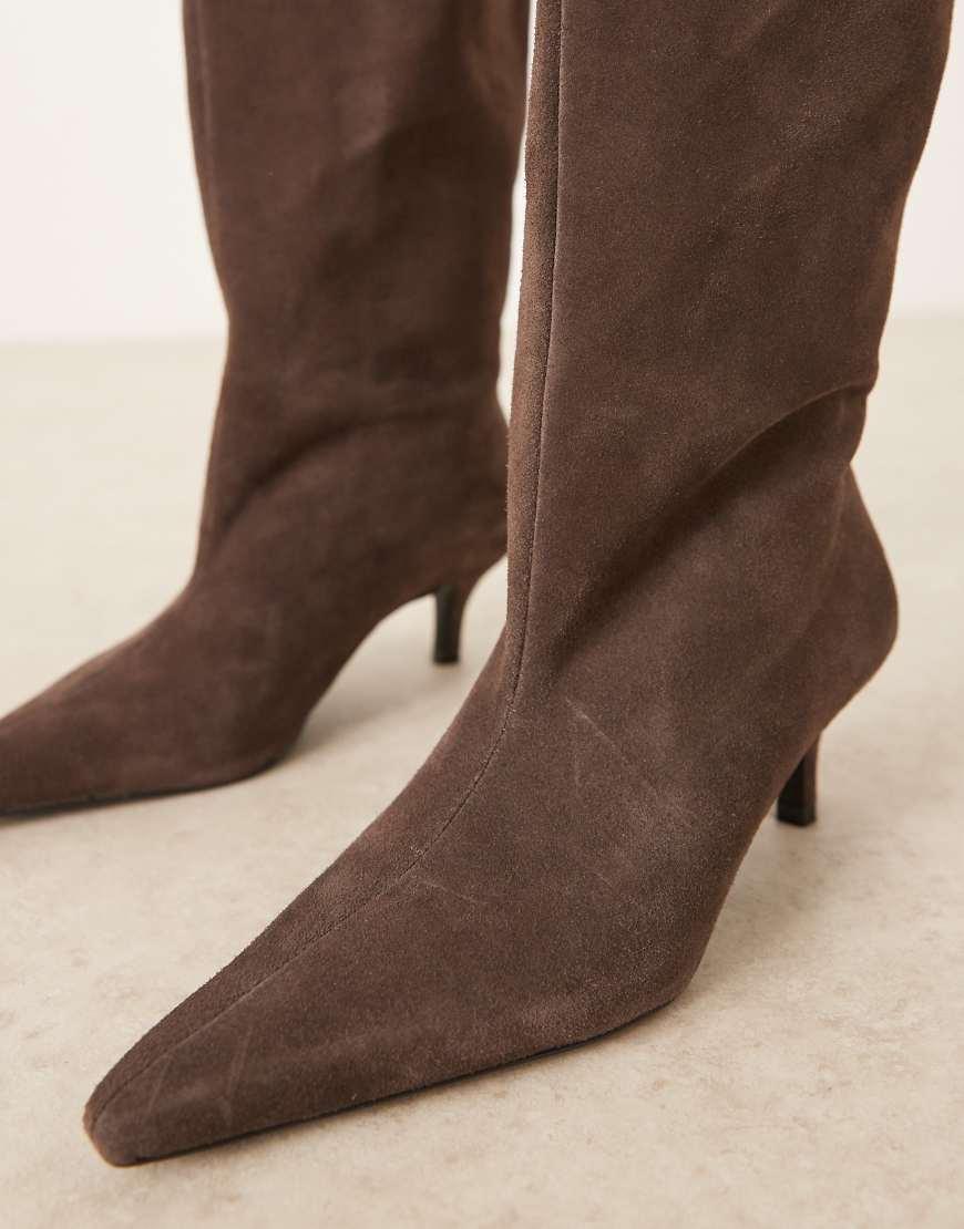 Mango Suede Pointed Heeled Boots in Brown Lyst UK