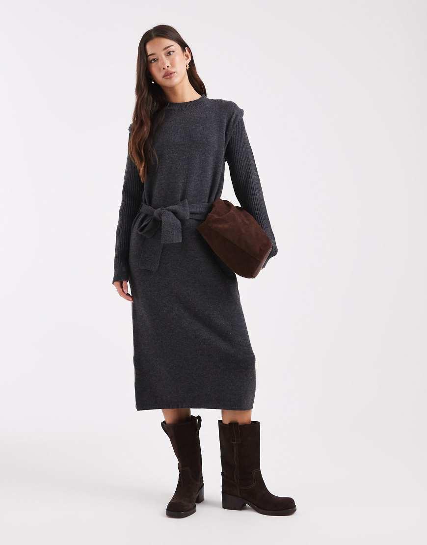 slim fit dress slacks Lanvin // Dark Grey Draped V-Neck Dress – VSP Consignment main image 0