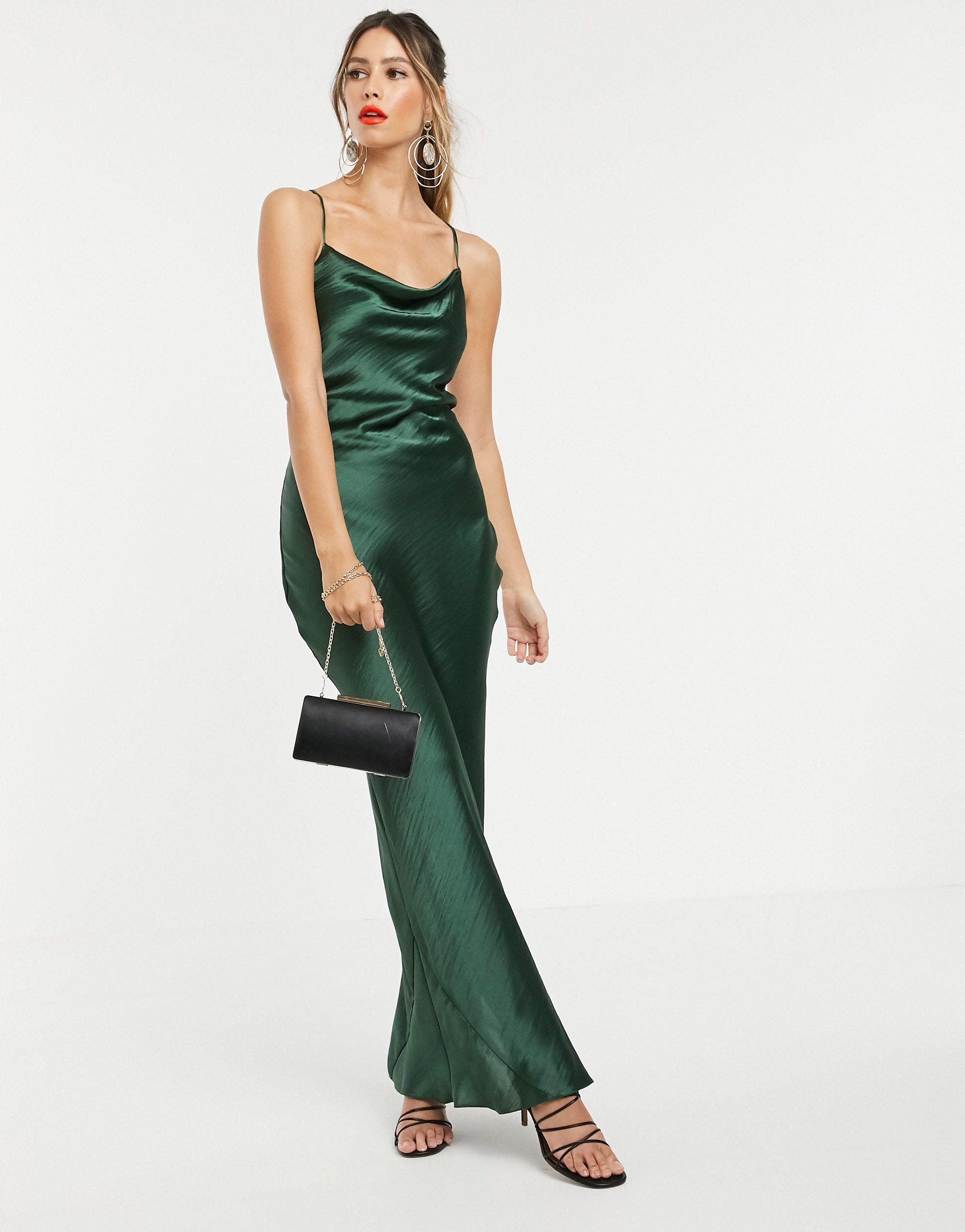 ASOS Cami Maxi Slip Dress in Green