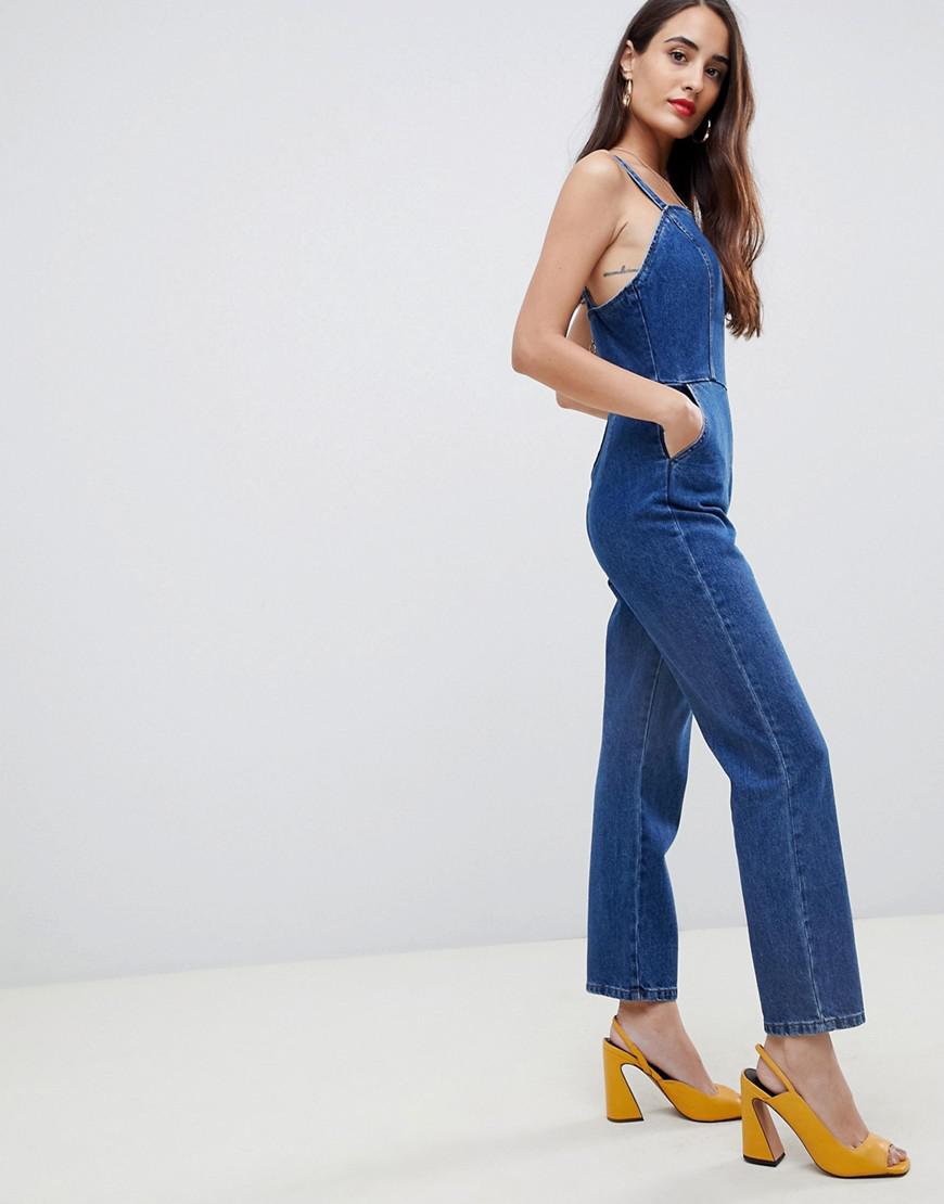 denim strappy jumpsuit
