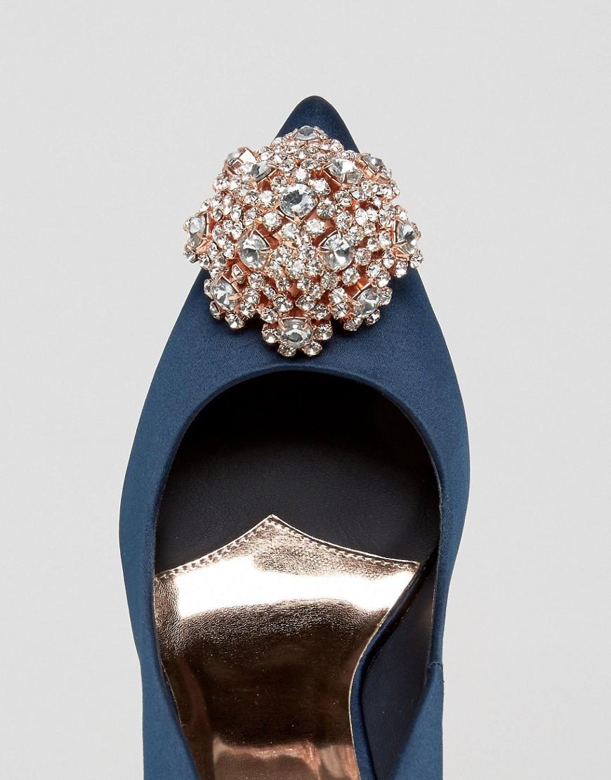 Ted Baker Peetch Tie The Knot Navy Embellished Pumps in Blue | Lyst