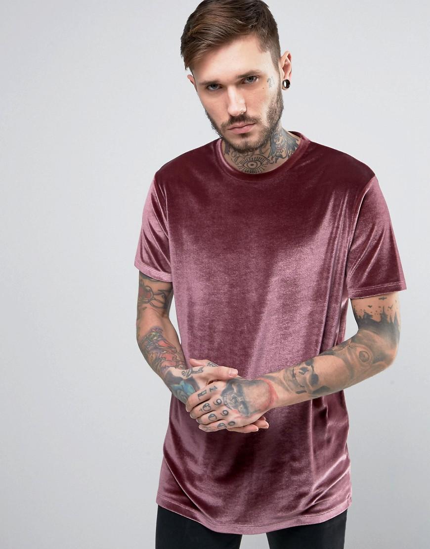 ASOS Velvet Longline Velour T-shirt In 