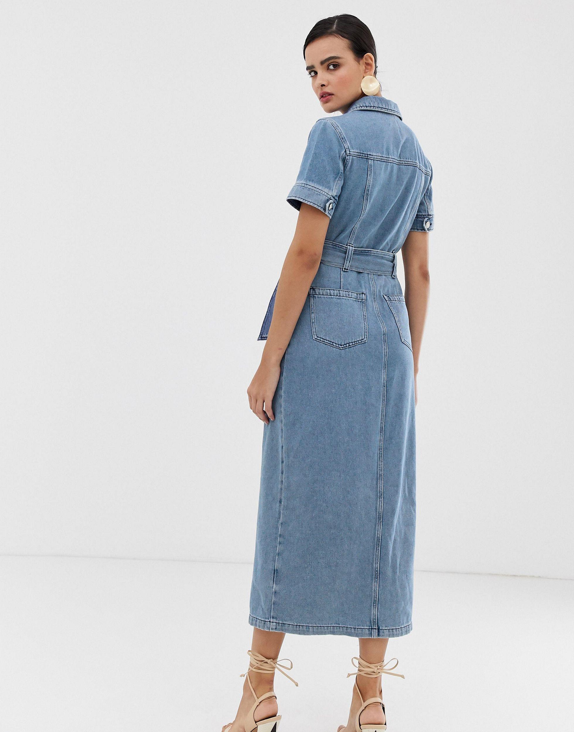 warehouse western denim shirt dress
