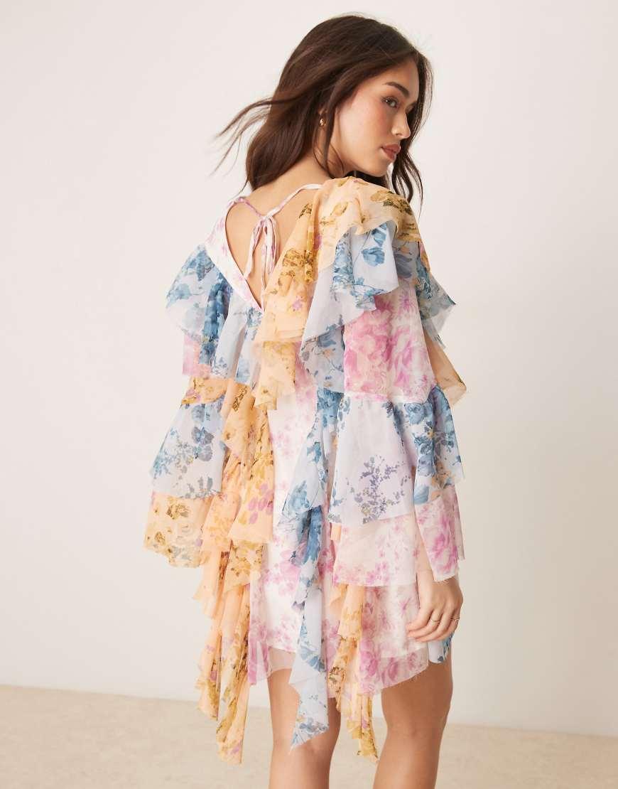 asos design super oversized frill sleeve smock dress ASOS DESIGN super oversized frill sleeve smock dress in black