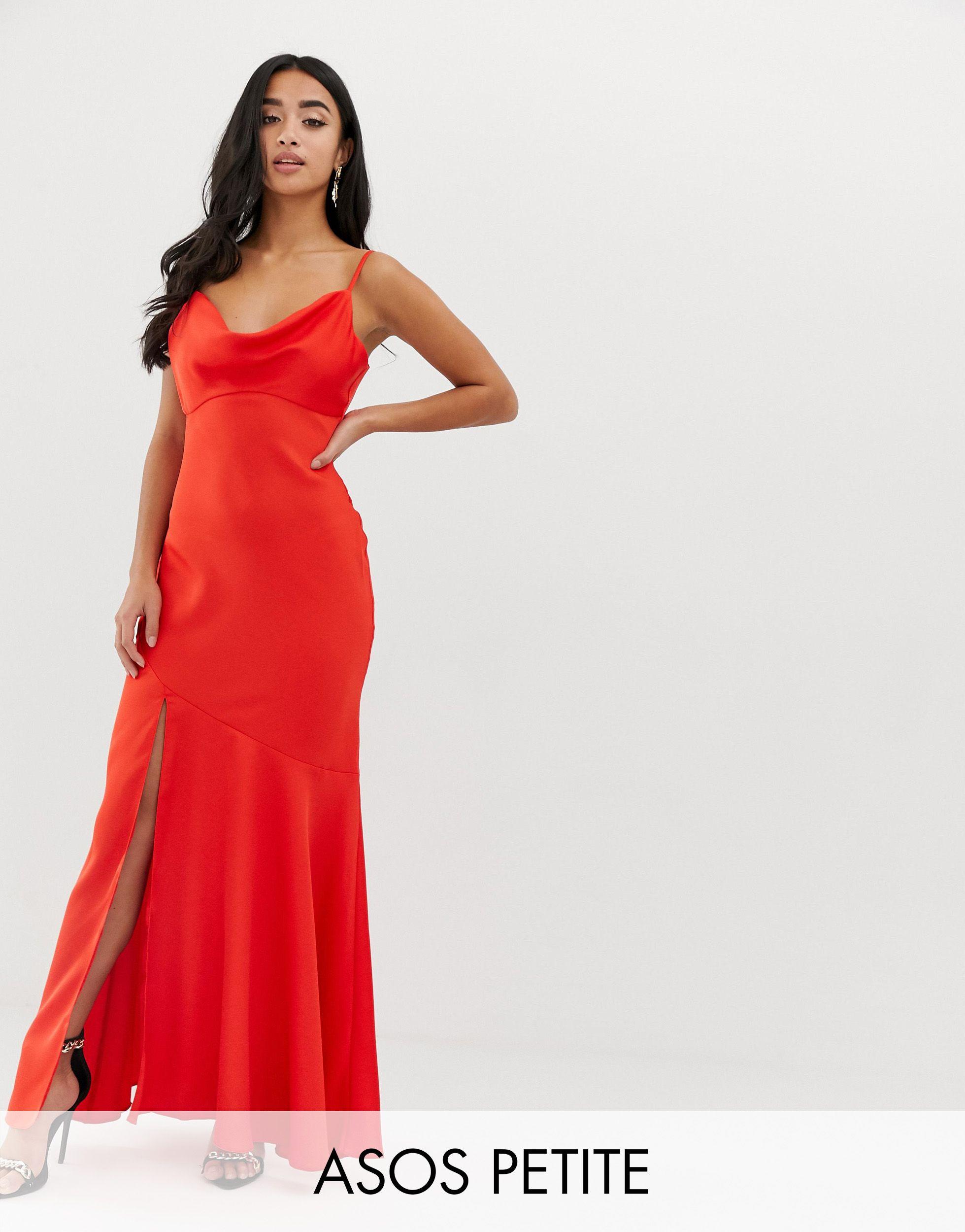 red slip maxi dress