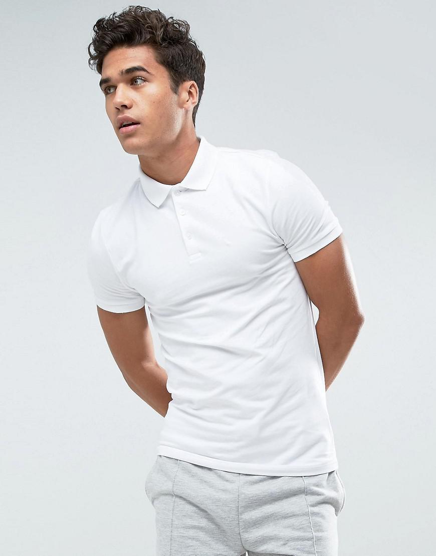 ASOS Cotton Extreme Muscle Polo Shirt In White for Men Lyst
